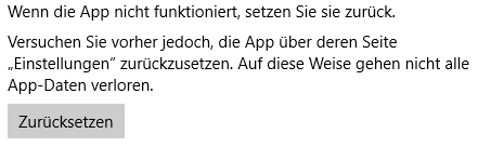 Speichernutzung und App zurücksetzen