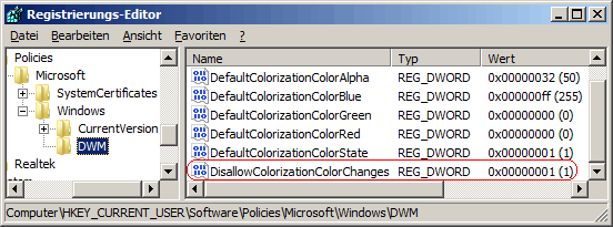 DisallowColorizationColorChanges