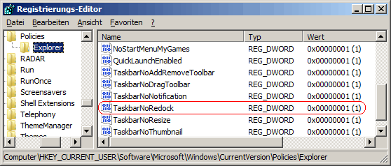 TaskbarNoRedock