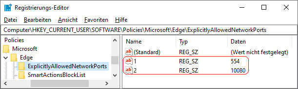 ExplicitlyAllowedNetworkPorts