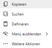 Microsoft Edge-Minimenü