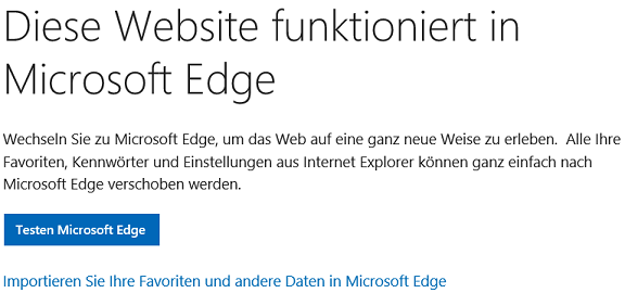 Diese Website funktioniert in microsoft Edge