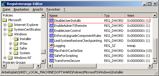 DisableUserInstalls