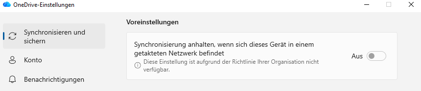 OneDrive - Voreinstellungen