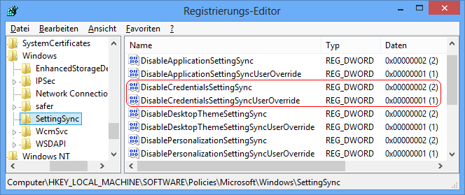 DisableCredentialsSettingSync