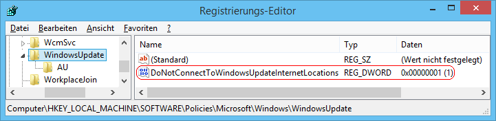 DoNotConnectToWindowsUpdateInternetLocations