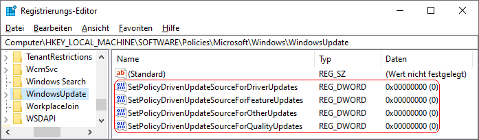 SetPolicyDrivenUpdateSourceForDriverUpdates, SetPolicyDrivenUpdateSourceForFeatureUpdates, SetPolicyDrivenUpdateSourceForOtherUpdates, SetPolicyDrivenUpdateSourceForQualityUpdates