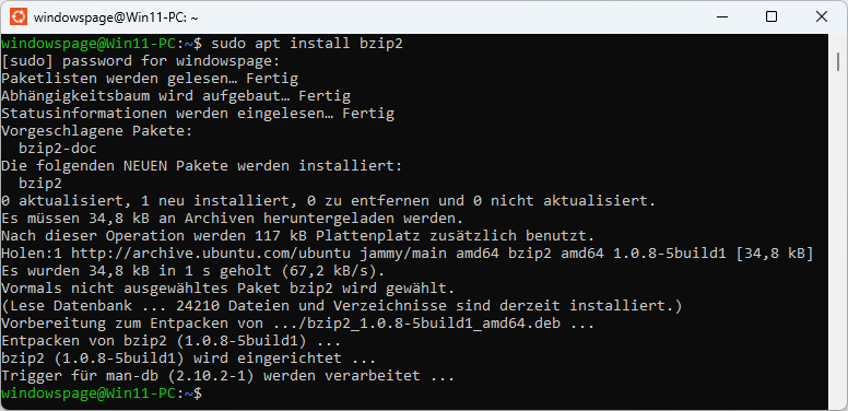 sudo apt install bzip2