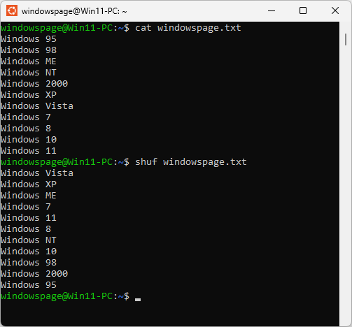 shuf windowspage.txt