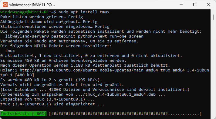sudo apt install tmux