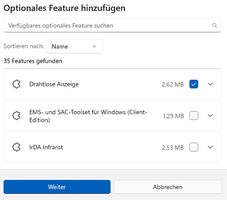 Optionales Feature hinzufügen