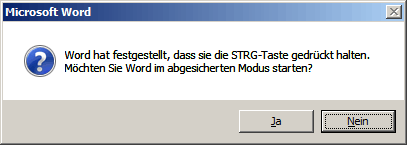 Meldung abgesicherter Modus