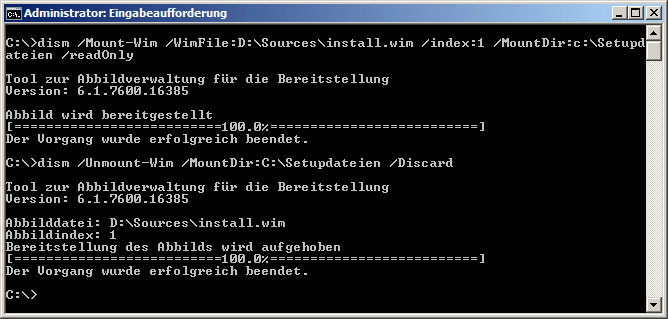 Eingabeaufforderung "Install.wim"