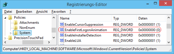 EnableFirstLogonAnimation