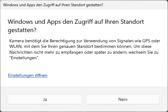 Windows und Apps den Zugriff auf Ihren Standort gestatten?