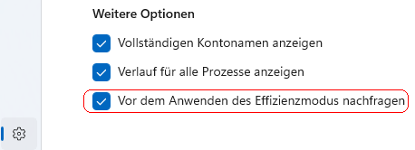 "Vor dem Anwenden des Effizienzmodus nachfragen