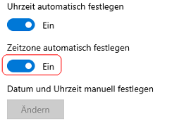 Zeitzone automatisch festlegen