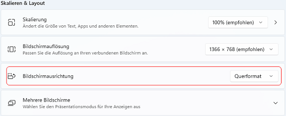 Bildschirmausrichtung