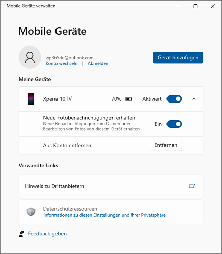Neue Fotobenachrichtigungen erhalten
