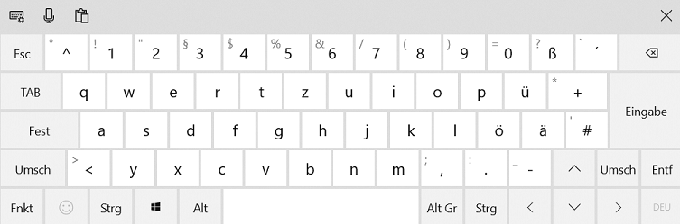 Bildschirmtastatur ohne Emoji-Schaltfläche